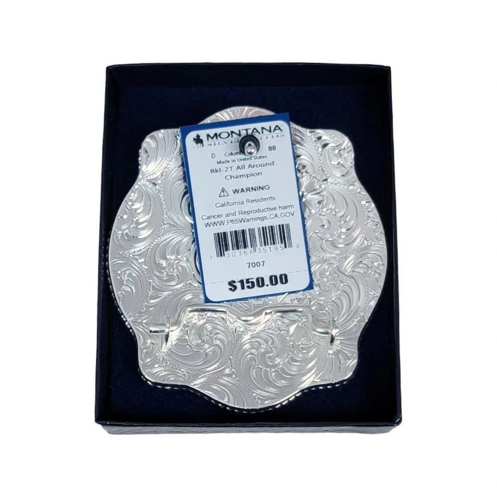 Montana Silversmiths Fine Silver All Around Cowboy Buckle - Retail $150 -‎ NEW